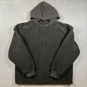 Juun J Hooded Fleece Jacket‎ Mens Large Black Oversized Sweater Thick Designer